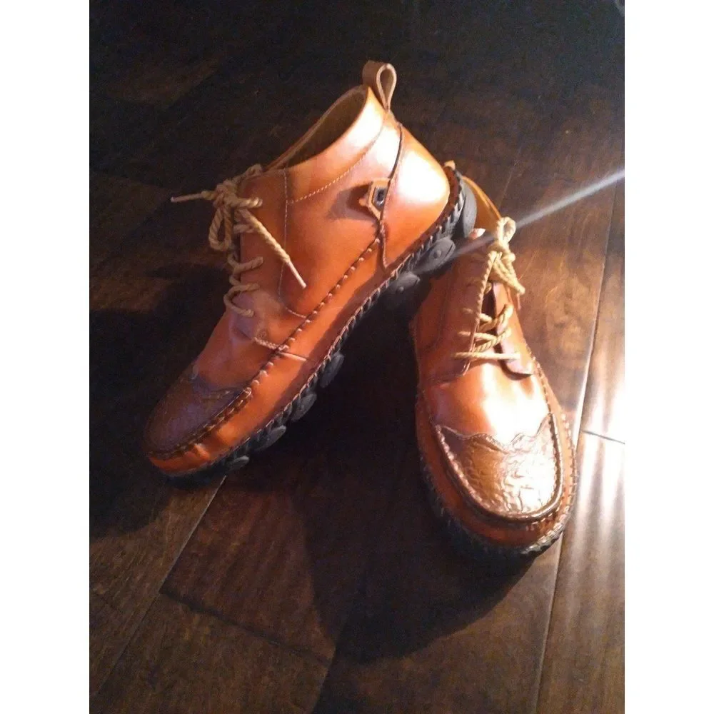 Leather Ankle Boots Wingtip Lace Up Casual‎ Dress Shoes